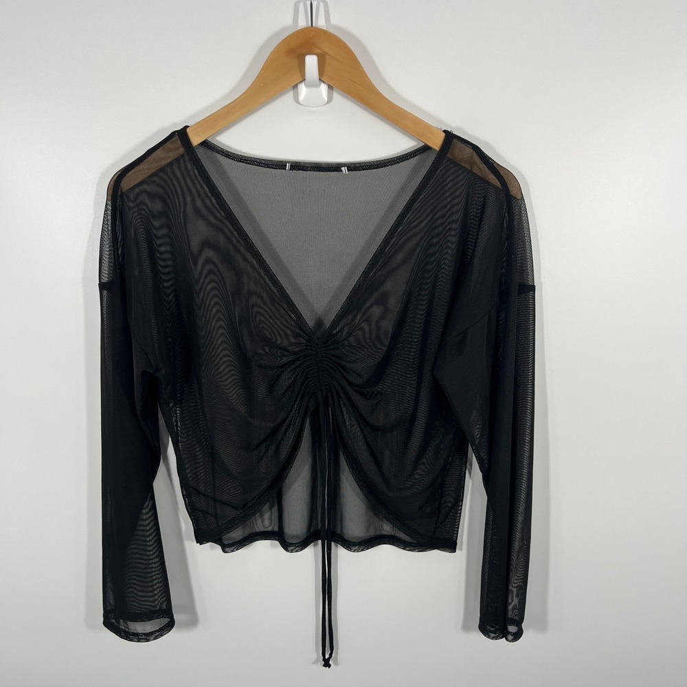 Whimsigoth Dark Fairy Festival Womens Top ONE SIZE Black Mesh Sheer Lightweight